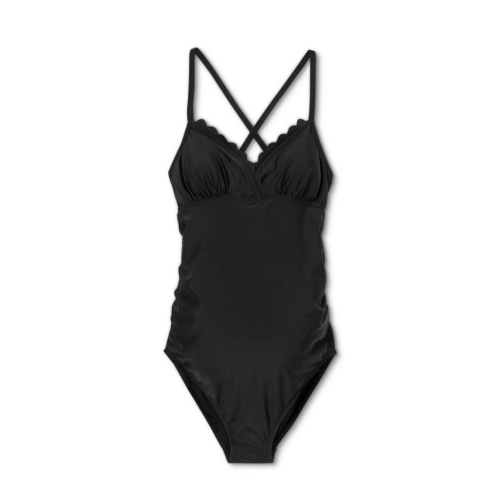 Scalloped lace-up back one-piece maternity swimsuit - Isabel Maternity, sz M